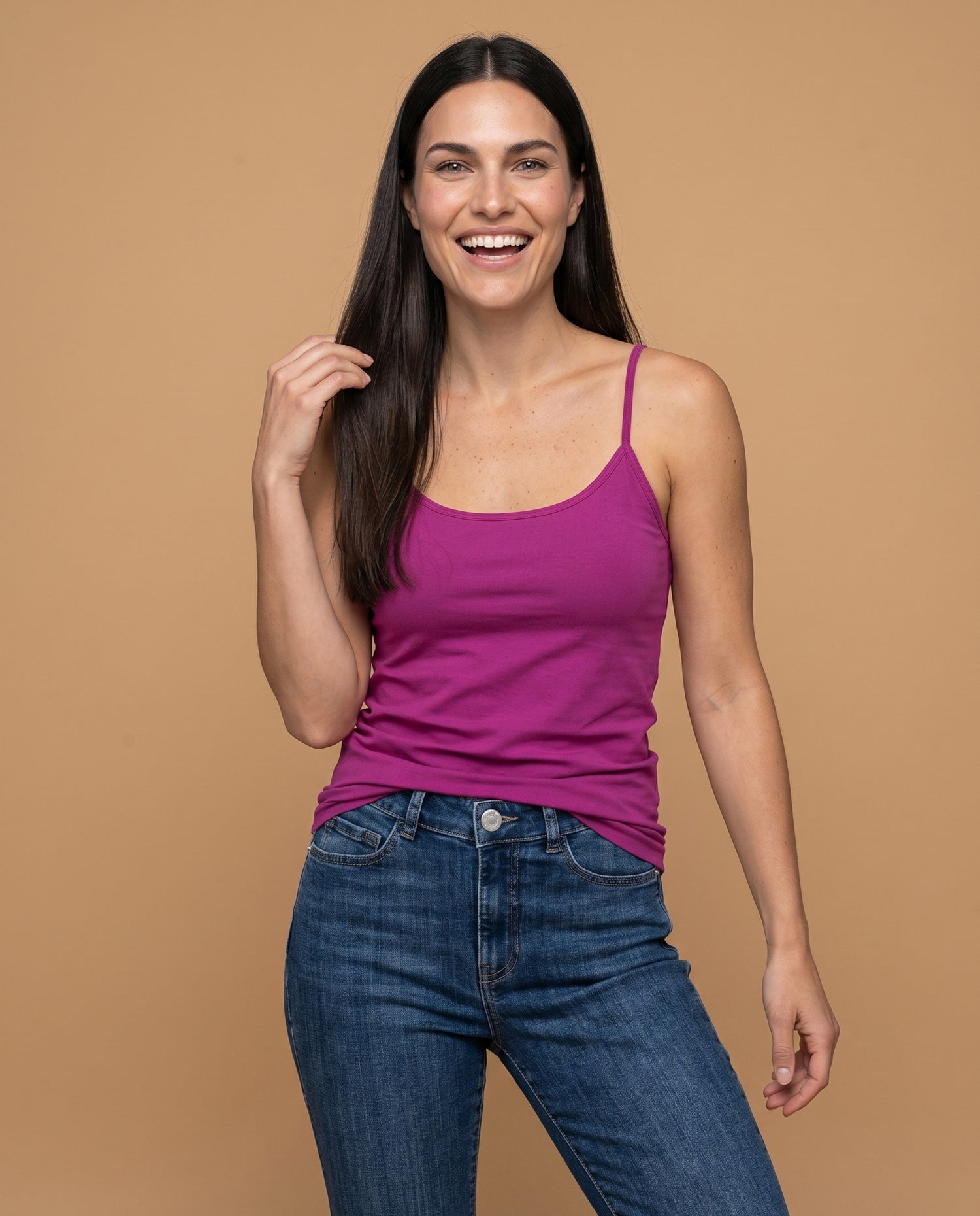 Camiseta tiras slim mujer - Rosa