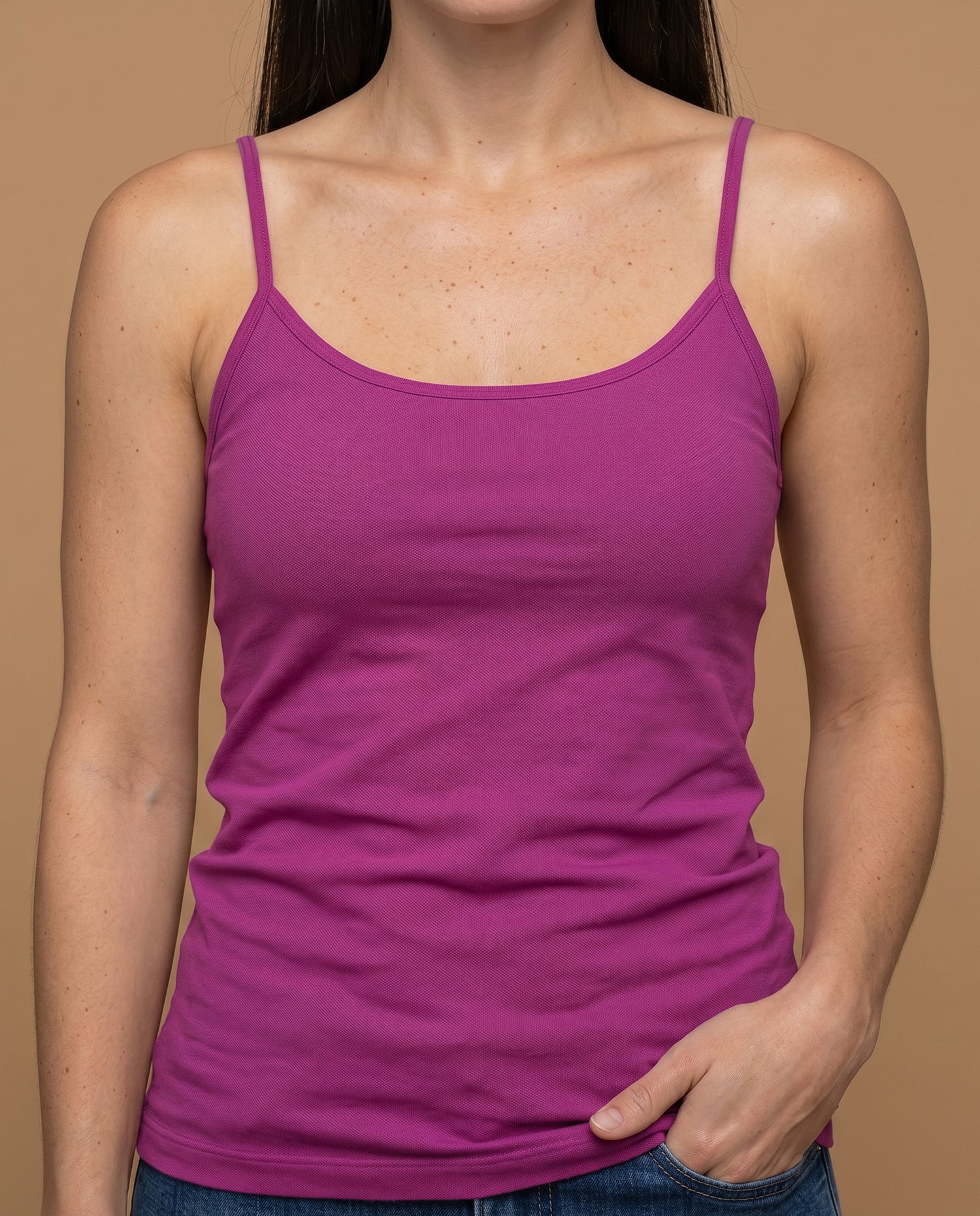 Camiseta tiras slim mujer - Rosa