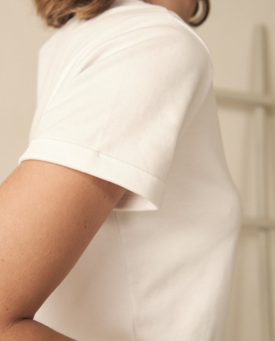 Camiseta básica tradicional para mujer - Blanco 34_100G910_BLA110601_3