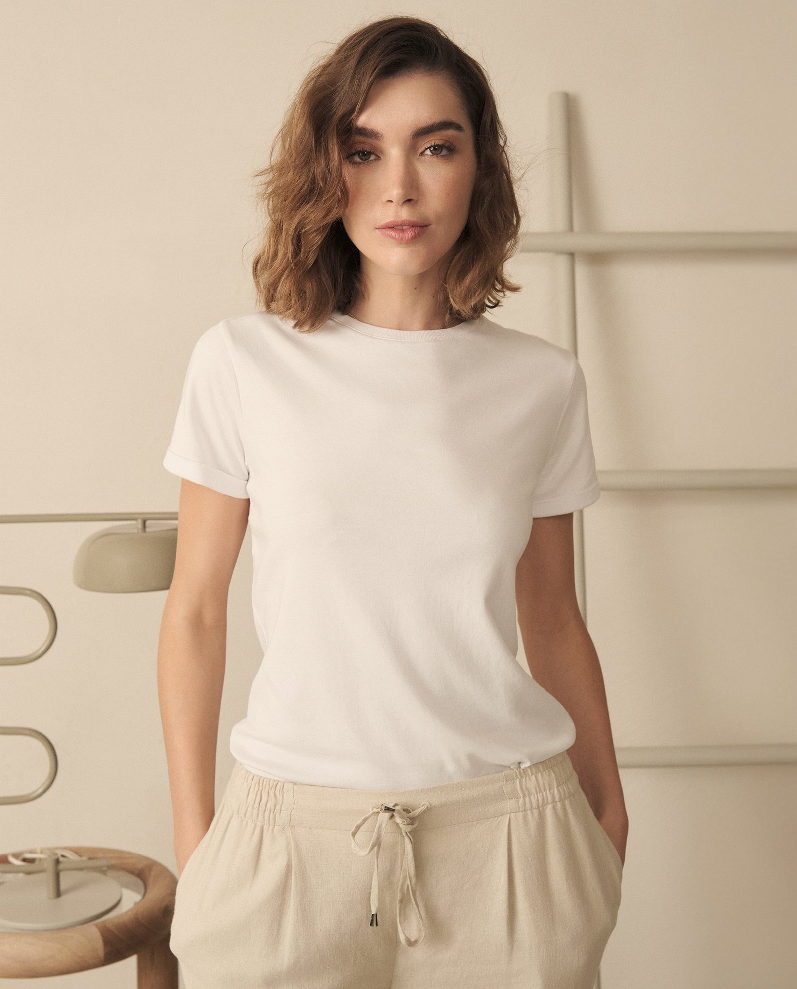 Camiseta básica tradicional para mujer - Blanco 34_100G910_BLA110601_6