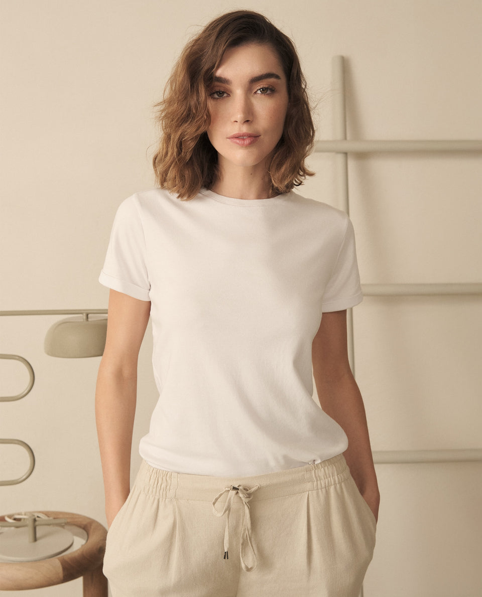 Camiseta básica tradicional para mujer - Blanco 34_100G910_BLA110601_6