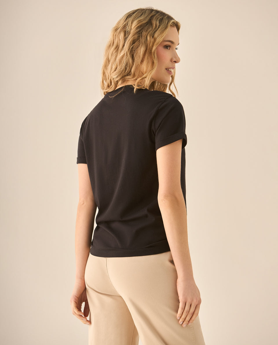 Camiseta básica tradicional para mujer - Negro 34_100G910_NEG190303_5