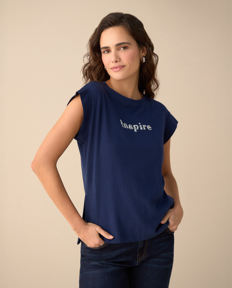 Camiseta manga corta rodada para mujer - Azul 34_101G000_AZU193923_3