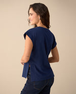 Camiseta manga corta rodada para mujer - Azul