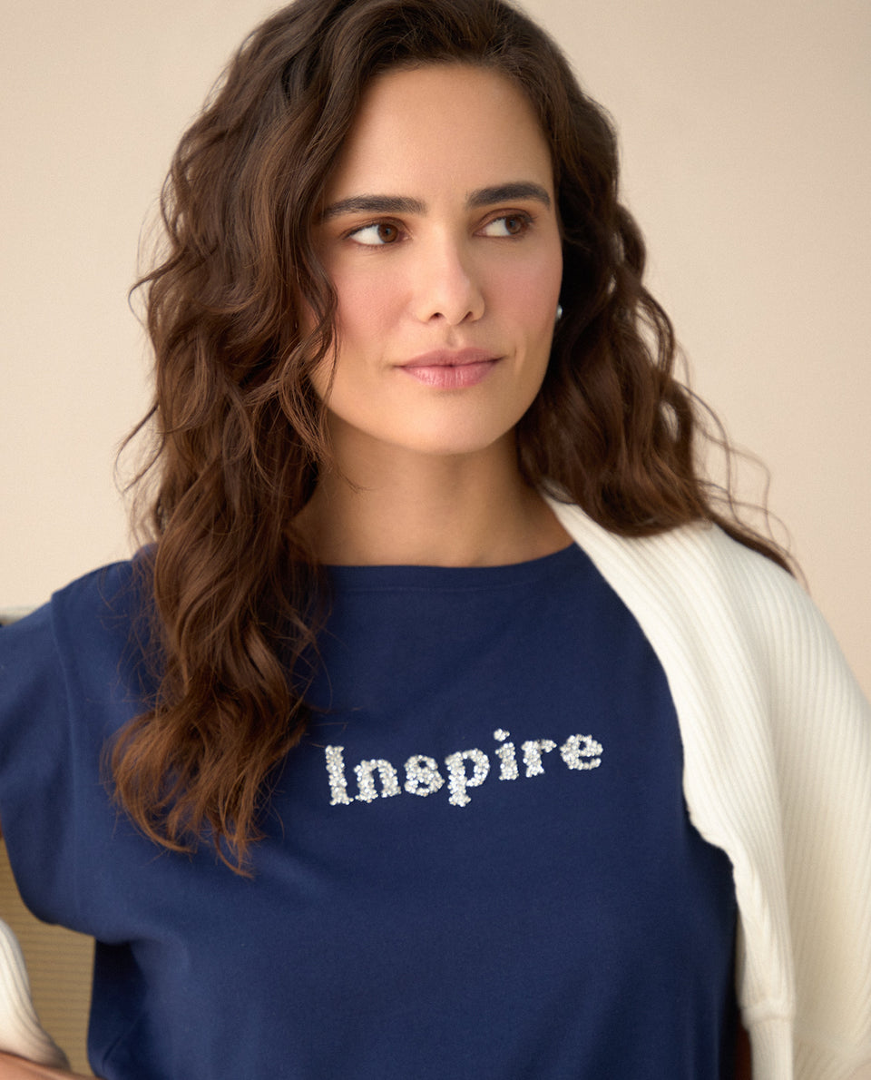 Camiseta manga corta rodada para mujer - Azul 34_101G000_AZU193923_5