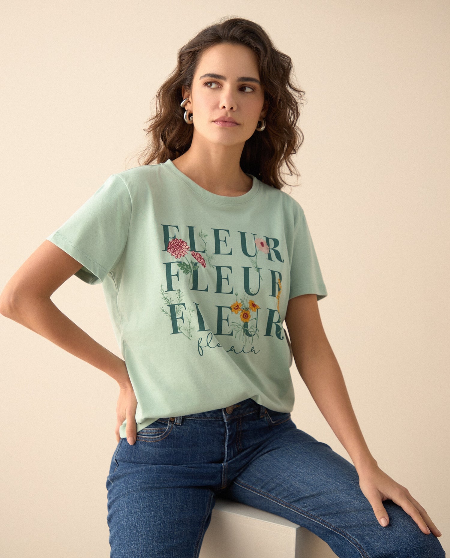 Camiseta básica manga corta para mujer - Verde