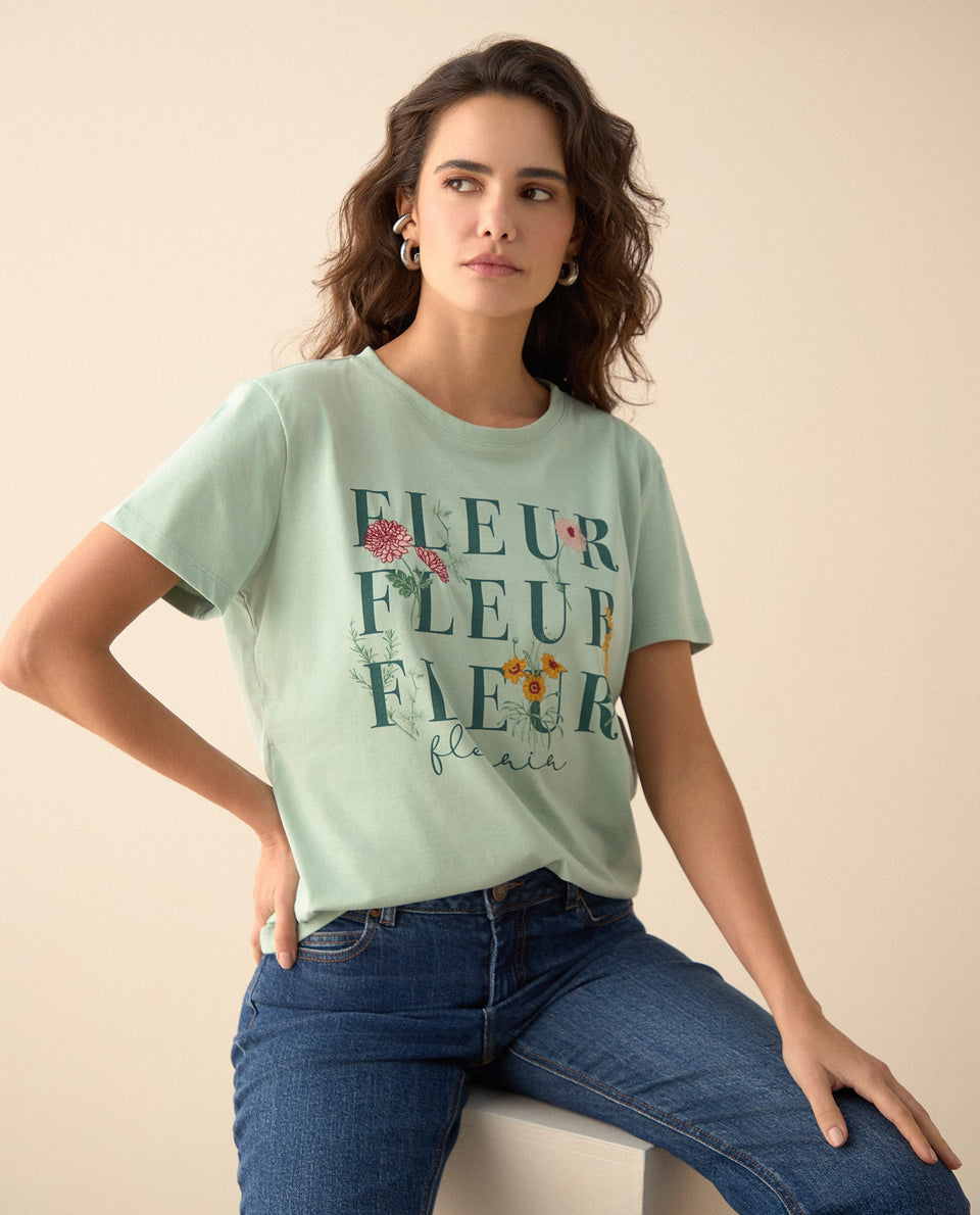 Camiseta básica manga corta para mujer - Verde