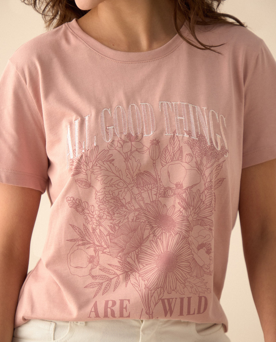 Camiseta con estampado brillante en frente para mujer - Rosa 34_101G102_ROS120915_3