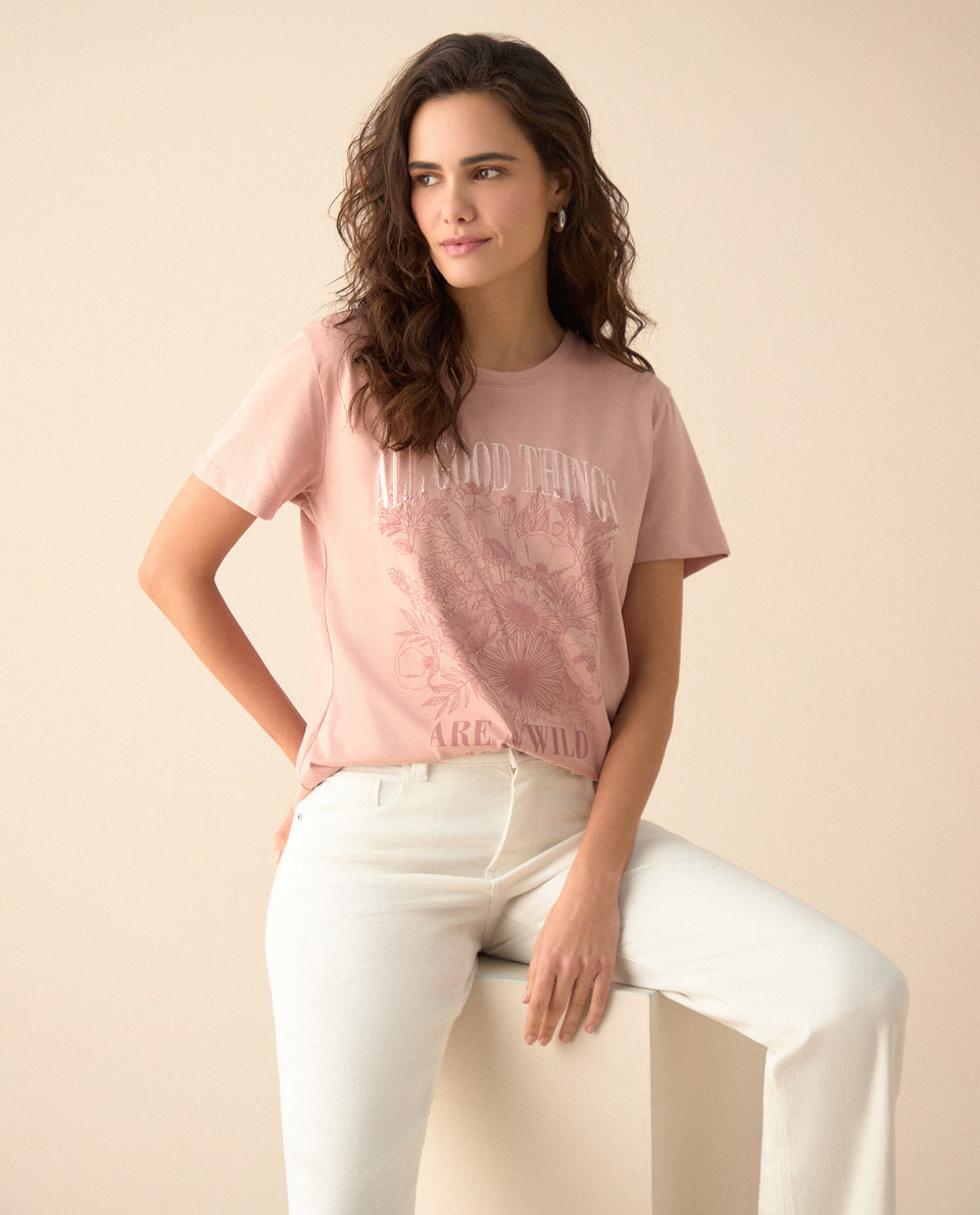 Camiseta con estampado brillante en frente para mujer - Rosa 34_101G102_ROS120915_5