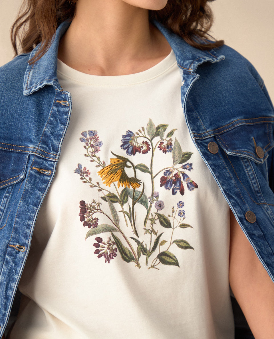 Camiseta con estampado de flores para mujer - Blanco 34_101G103_BLA114001_3