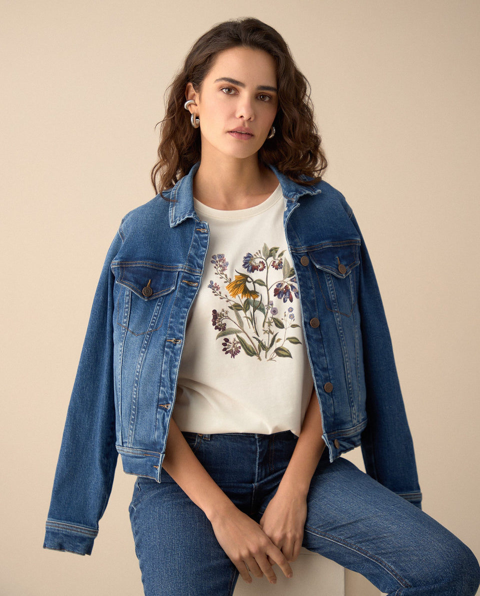 Camiseta con estampado de flores para mujer - Blanco 34_101G103_BLA114001_5