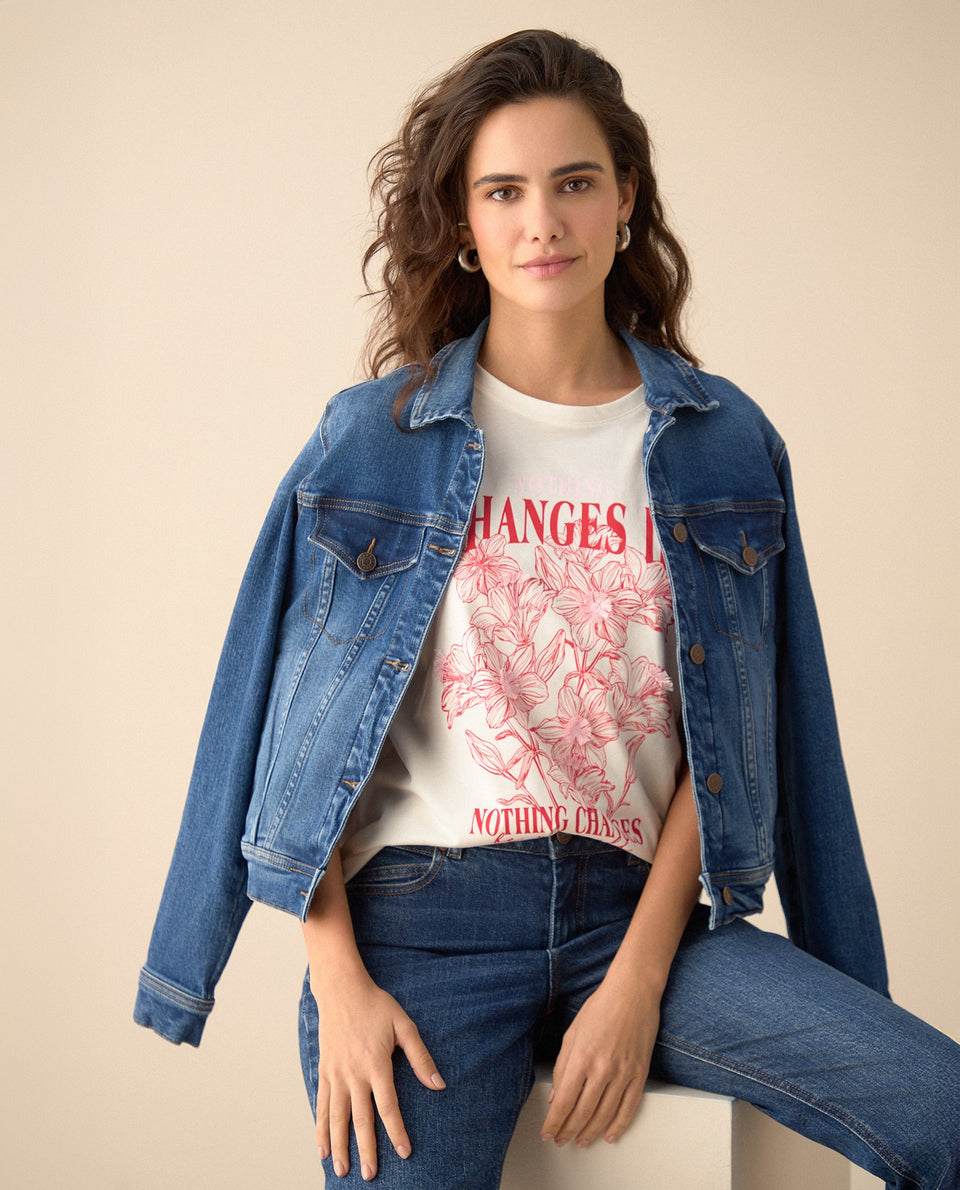 Camiseta de cuello redondo para mujer - Blanco 34_101G106_BLA114001_5