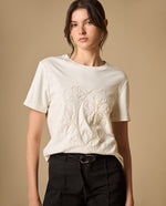 Camiseta manga corta con bordado decorativo - Blanco