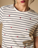 Camiseta manga corta con bordado decorativo - Crudo