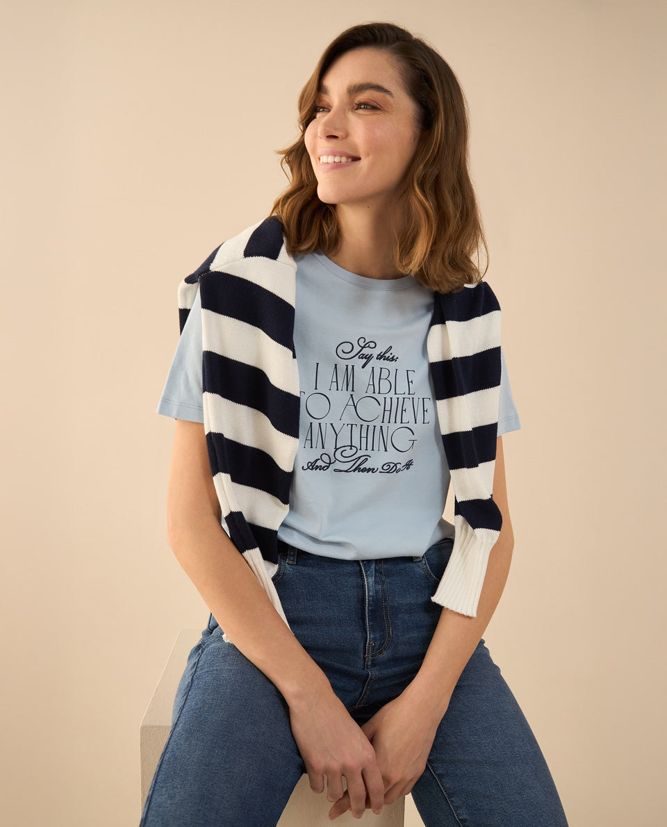Camiseta básica manga corta para mujer - Azul 34_102G000_AZU154030_3