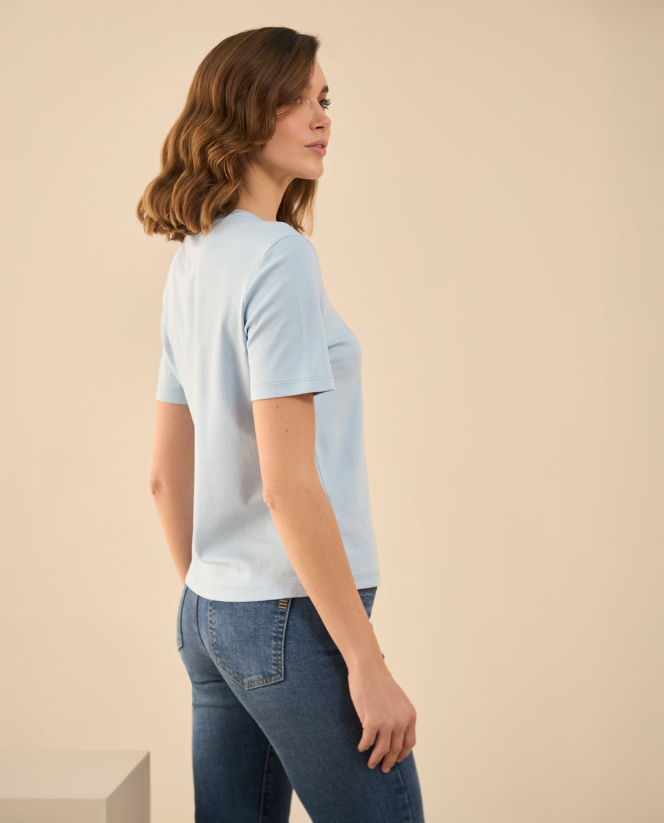 Camiseta básica manga corta para mujer - Azul 34_102G000_AZU154030_4