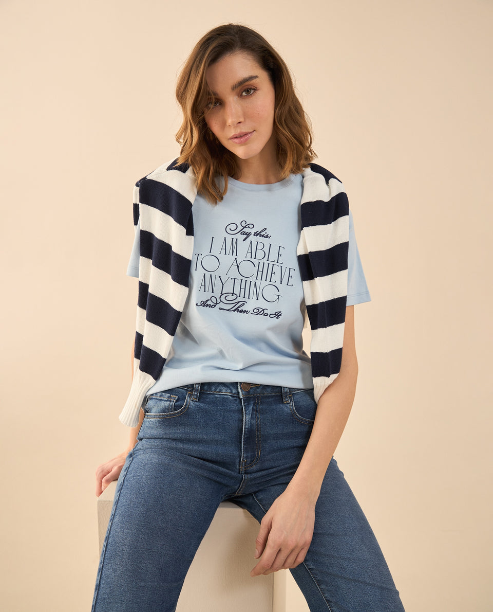 Camiseta básica manga corta para mujer - Azul 34_102G000_AZU154030_5