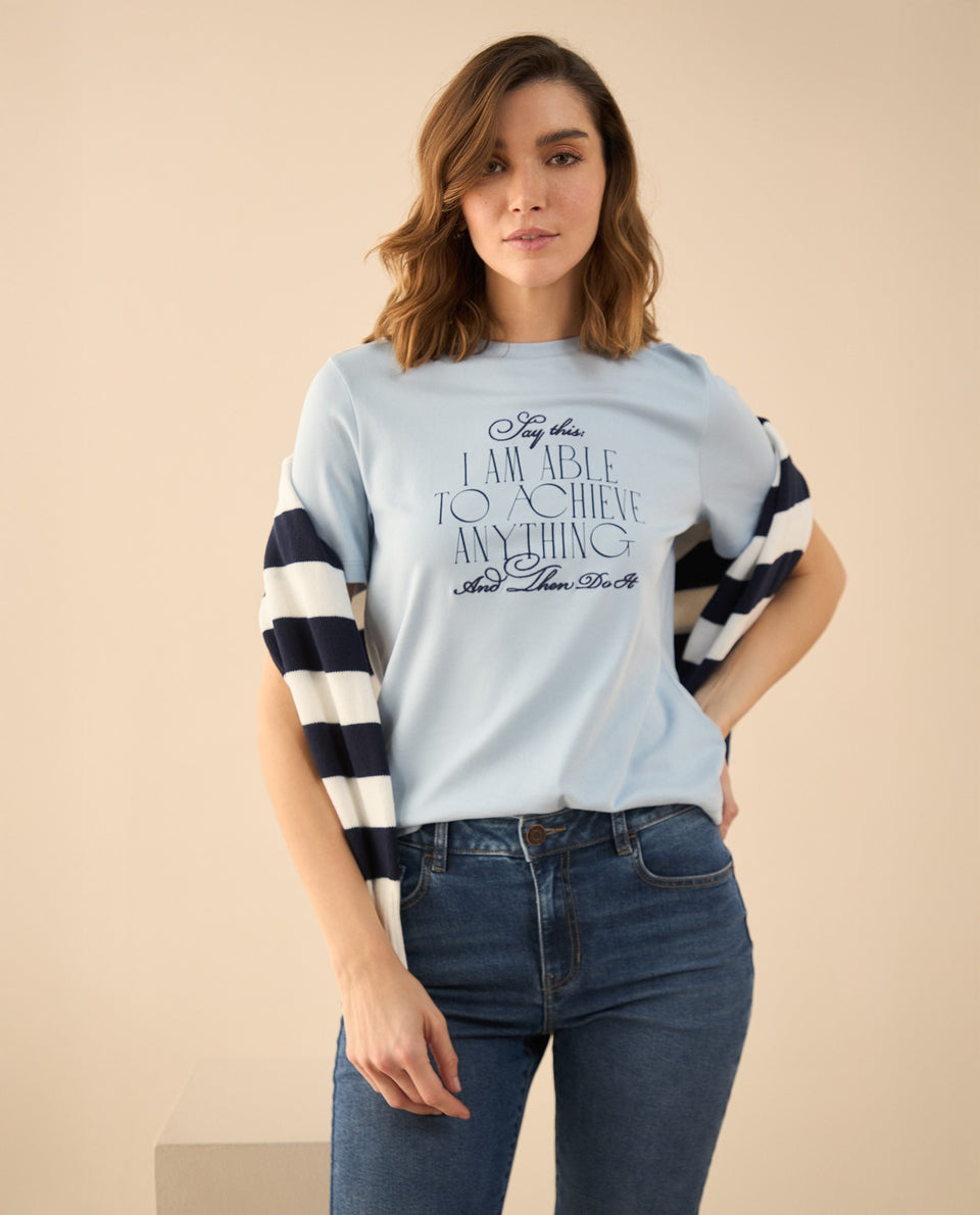 Camiseta básica manga corta para mujer - Azul 34_102G000_AZU154030_6