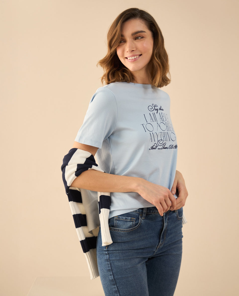 Camiseta básica manga corta para mujer - Azul 34_102G000_AZU154030_7