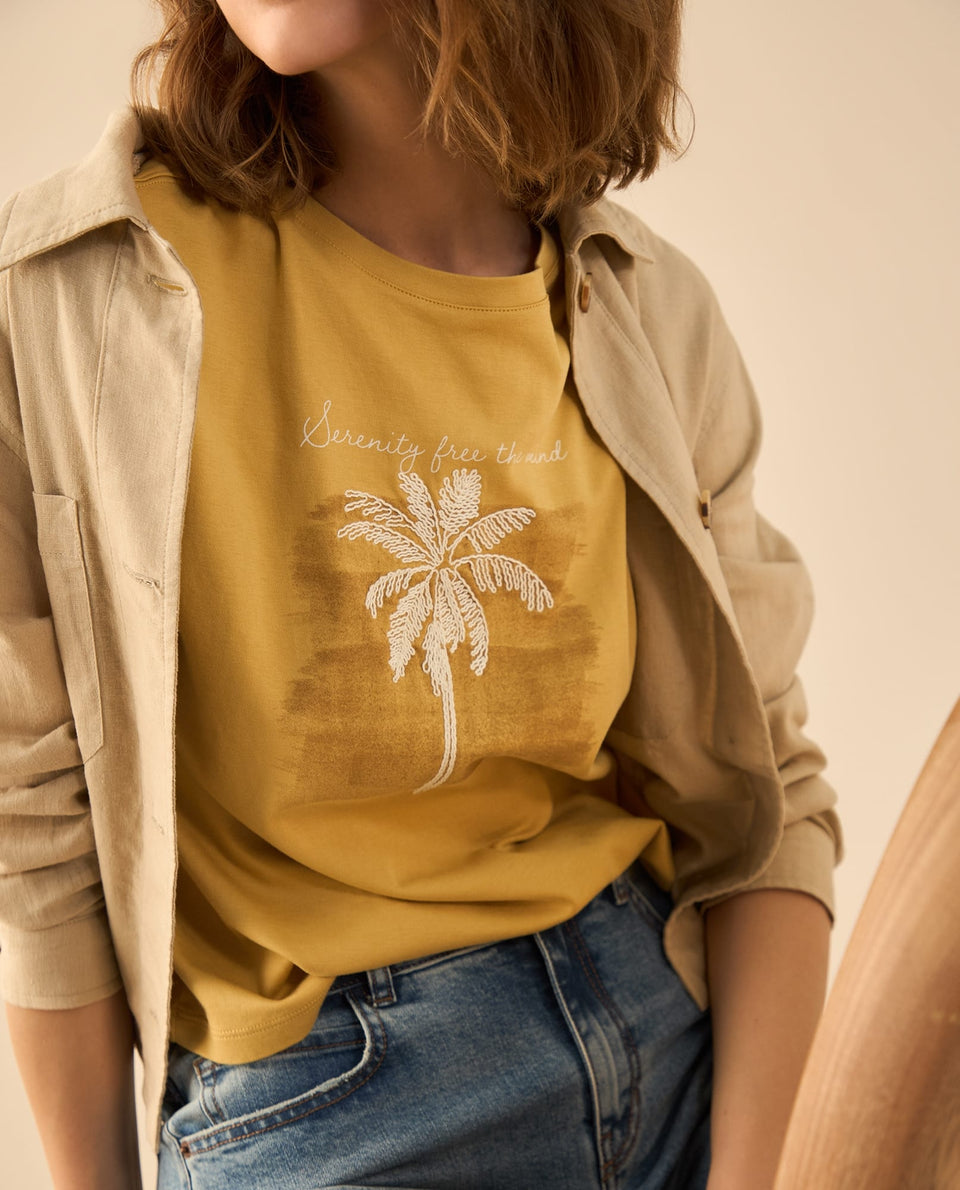 Camiseta con detalles bordados para mujer - Beige 34_102G005_BEI151132_5