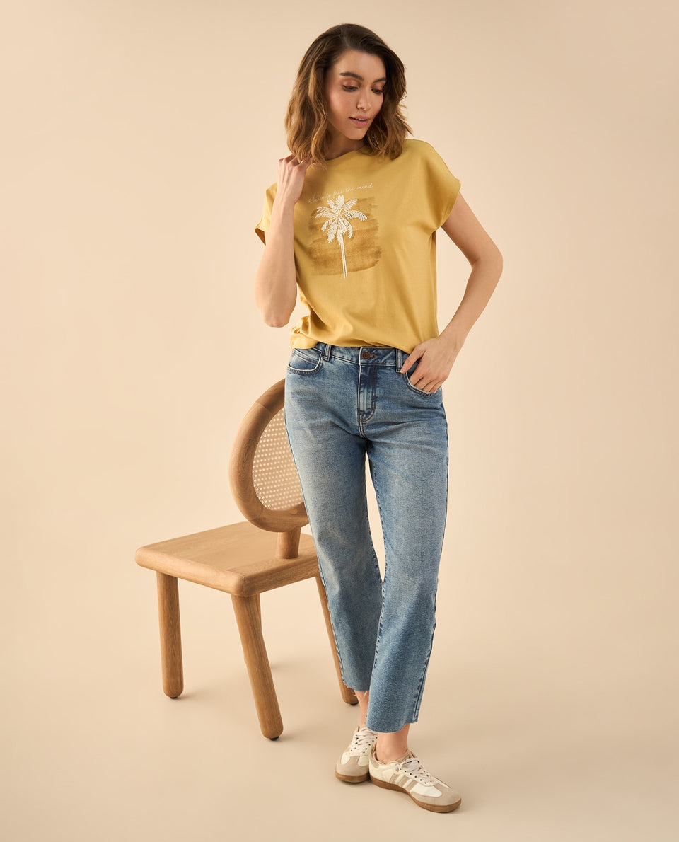 Camiseta con detalles bordados para mujer - Beige 34_102G005_BEI151132_7