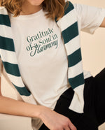 Camiseta con detalles bordados para mujer - Crudo