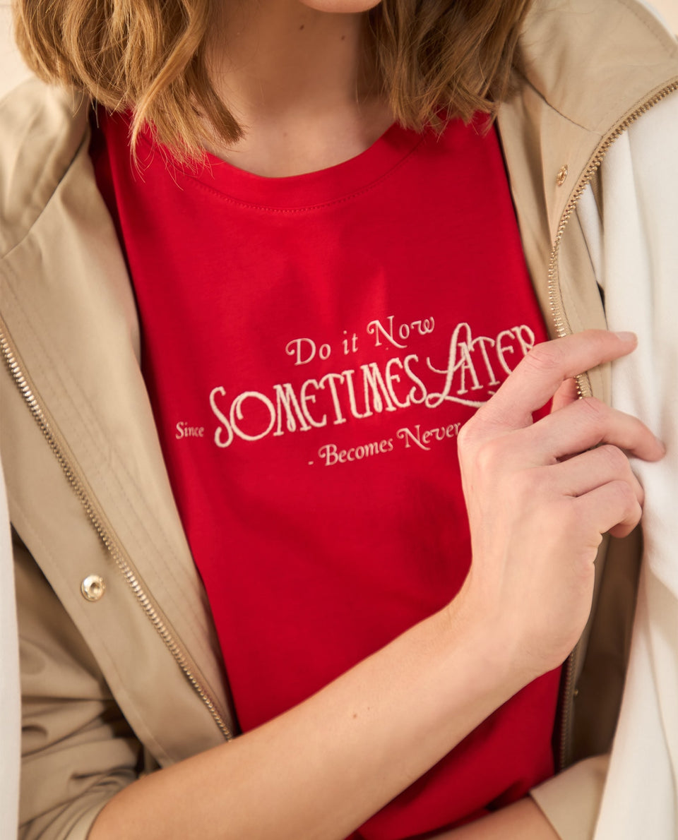Camiseta con detalles bordados para mujer - Rojo 34_102G101_ROJ171537_3