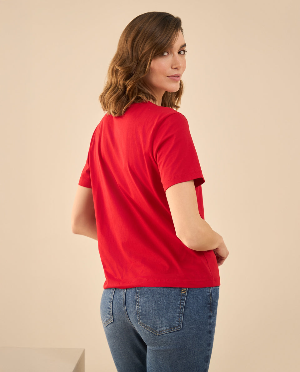 Camiseta con detalles bordados para mujer - Rojo 34_102G101_ROJ171537_4