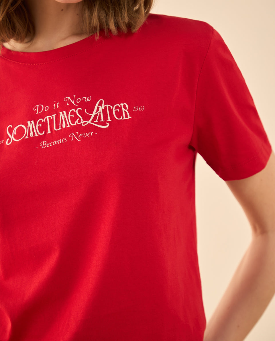 Camiseta con detalles bordados para mujer - Rojo 34_102G101_ROJ171537_6