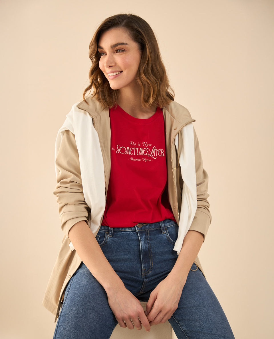 Camiseta con detalles bordados para mujer - Rojo 34_102G101_ROJ171537_7