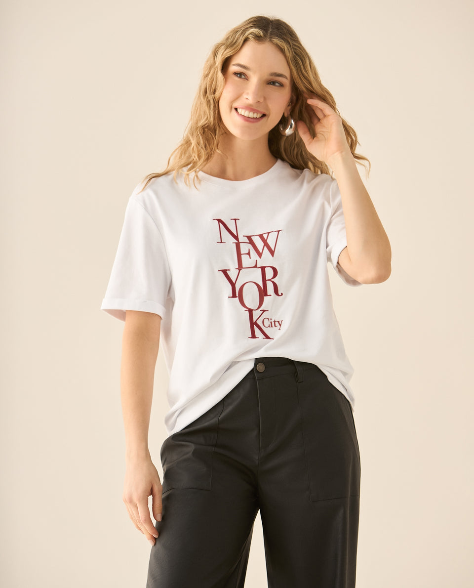 Camiseta manga corta con estampado al frente para mujer - Blanco 34_103G004_BLA110700_3