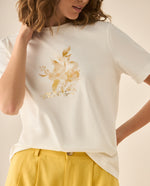 Camiseta tradicional con estampado al frente para mujer - Blanco