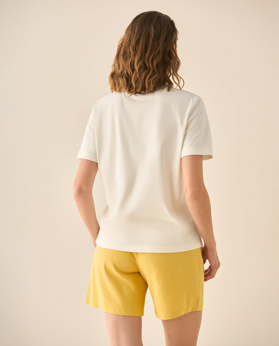 Camiseta tradicional con estampado al frente para mujer - Blanco 34_103G009_BLA114202_4