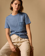 Camiseta con Bordado en Encaje - Azul
