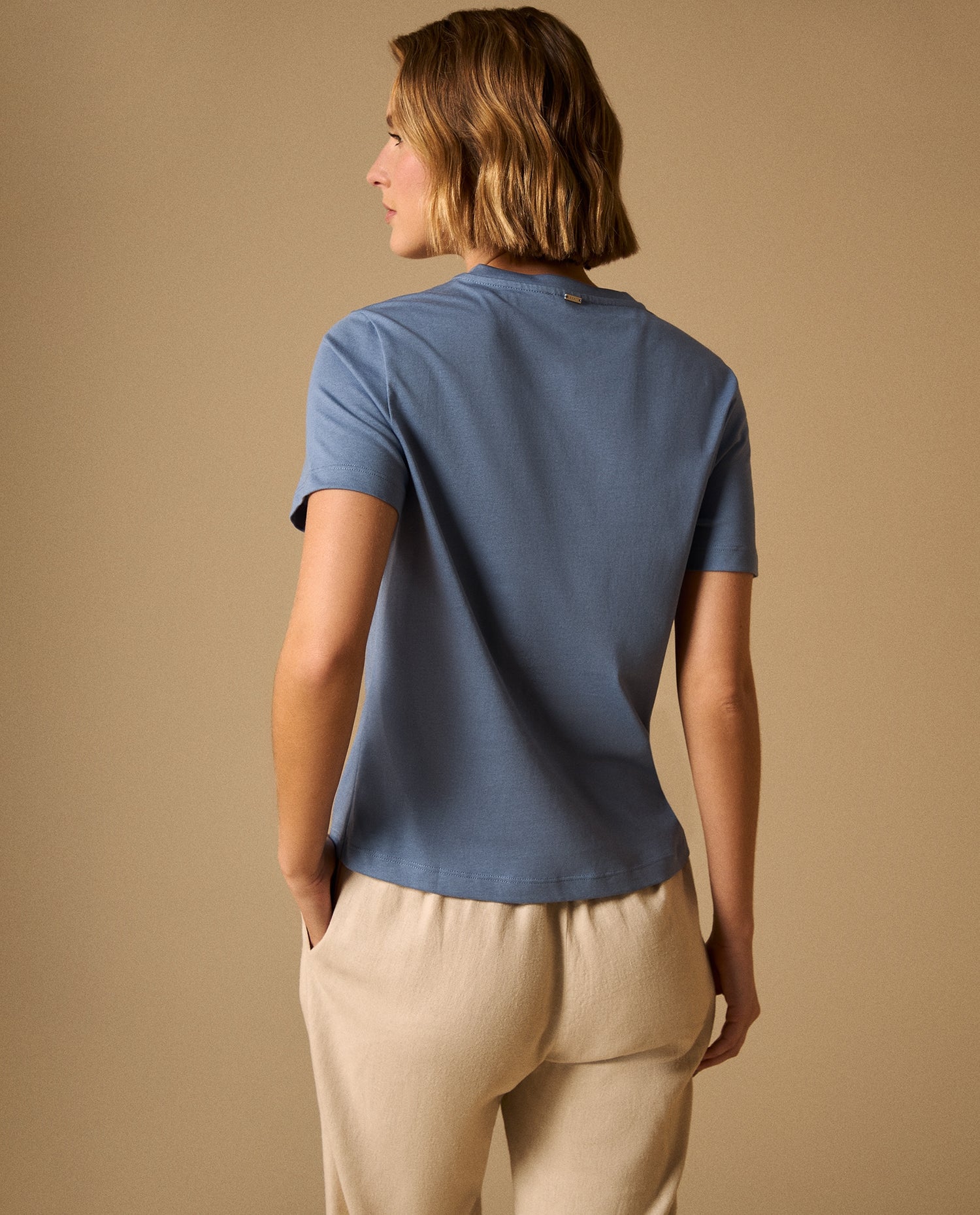 Camiseta con Bordado en Encaje - Azul