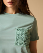 Camiseta con Bordado en Encaje - Verde