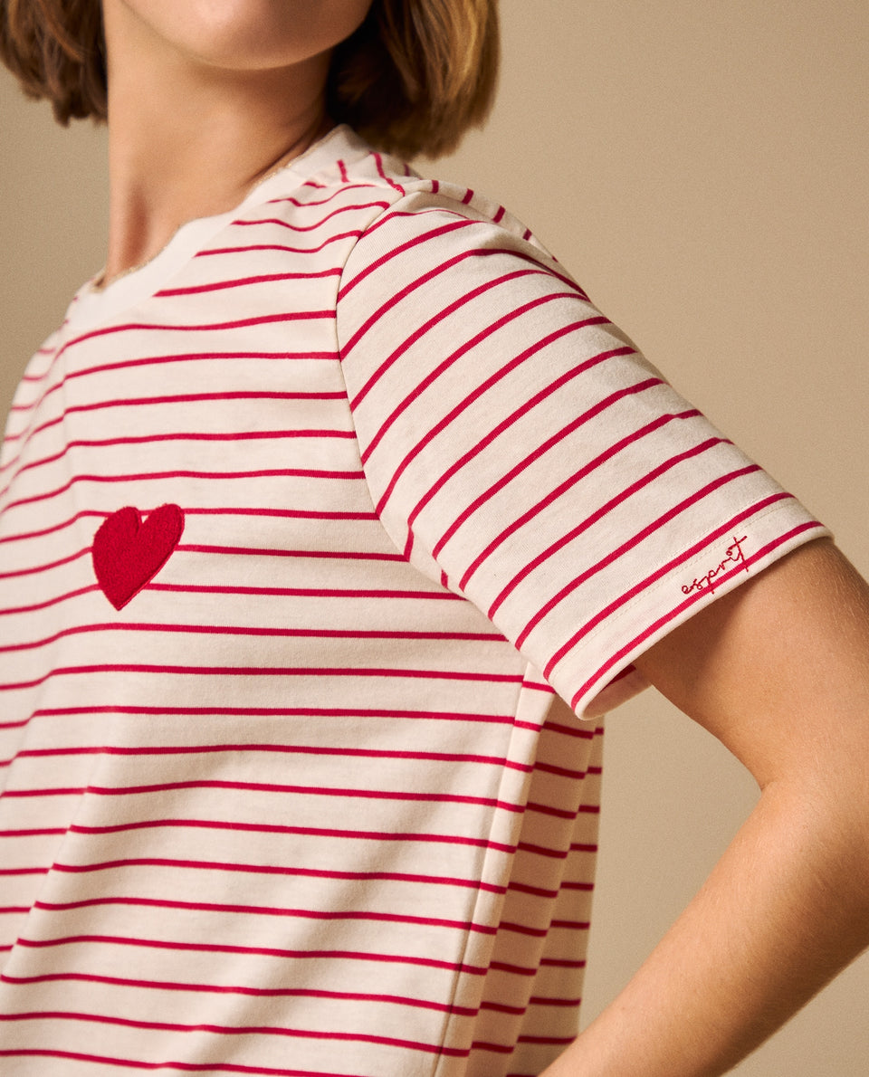 Camiseta Rayas con Corazón Bordado - Rojo 34_109G011_ROJ181653_3