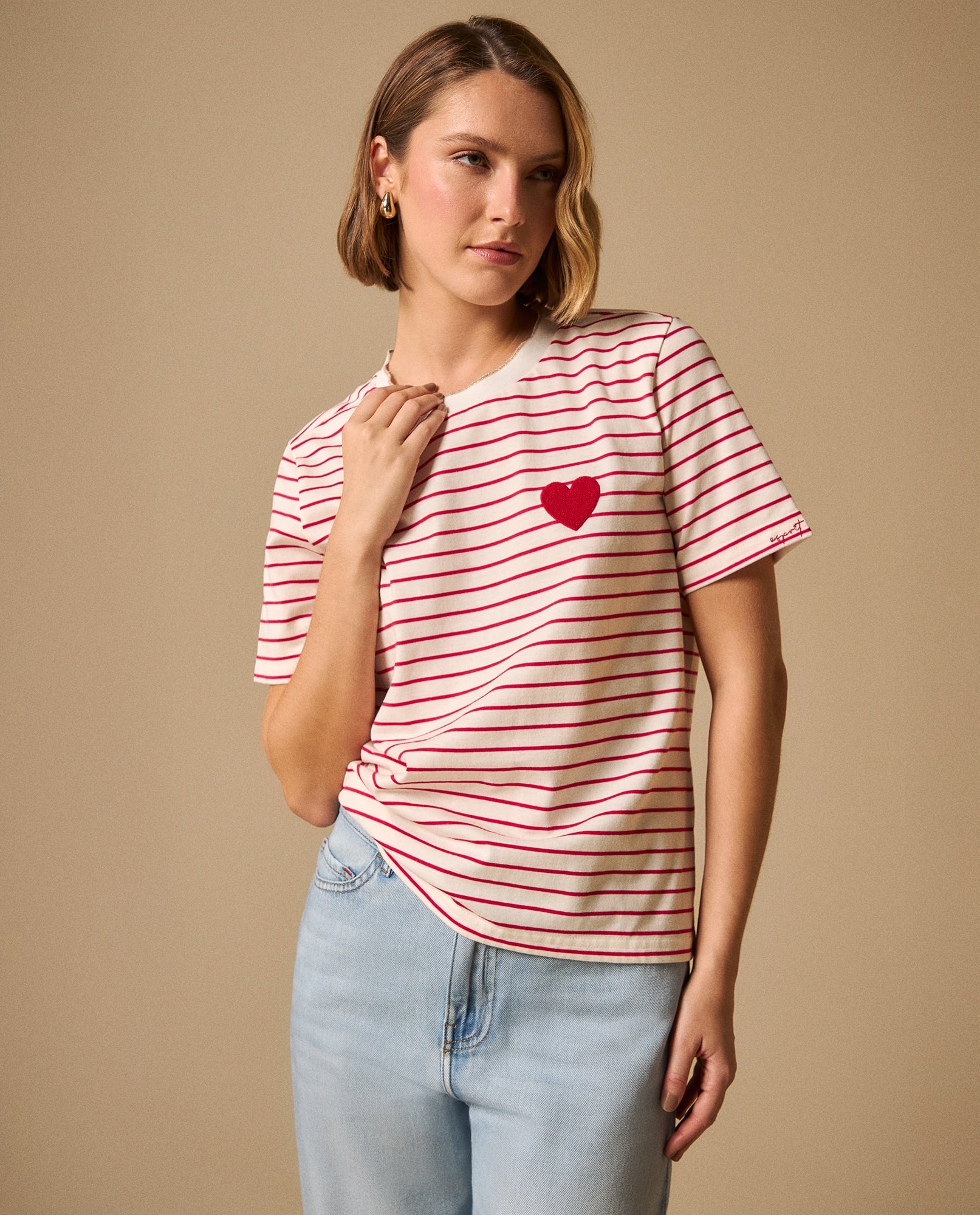 Camiseta Rayas con Corazón Bordado - Rojo 34_109G011_ROJ181653_4