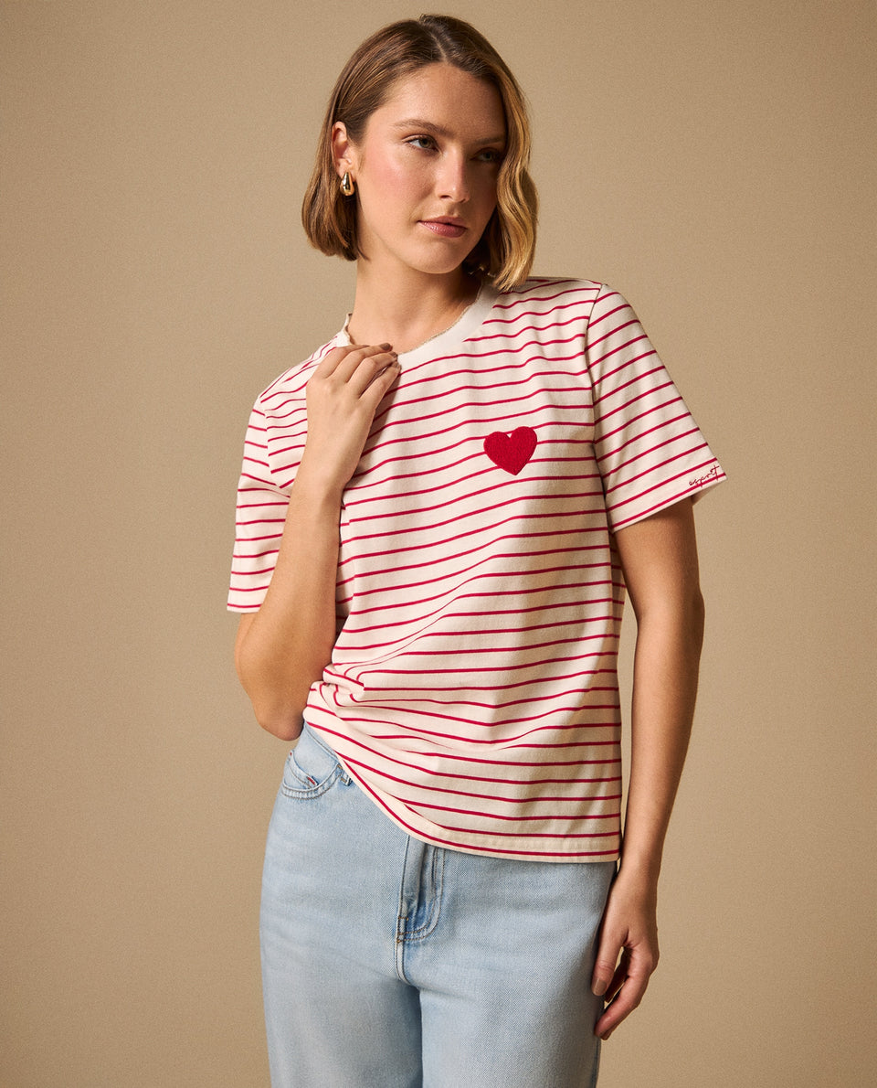 Camiseta Rayas con Corazón Bordado - Rojo 34_109G011_ROJ181653_4