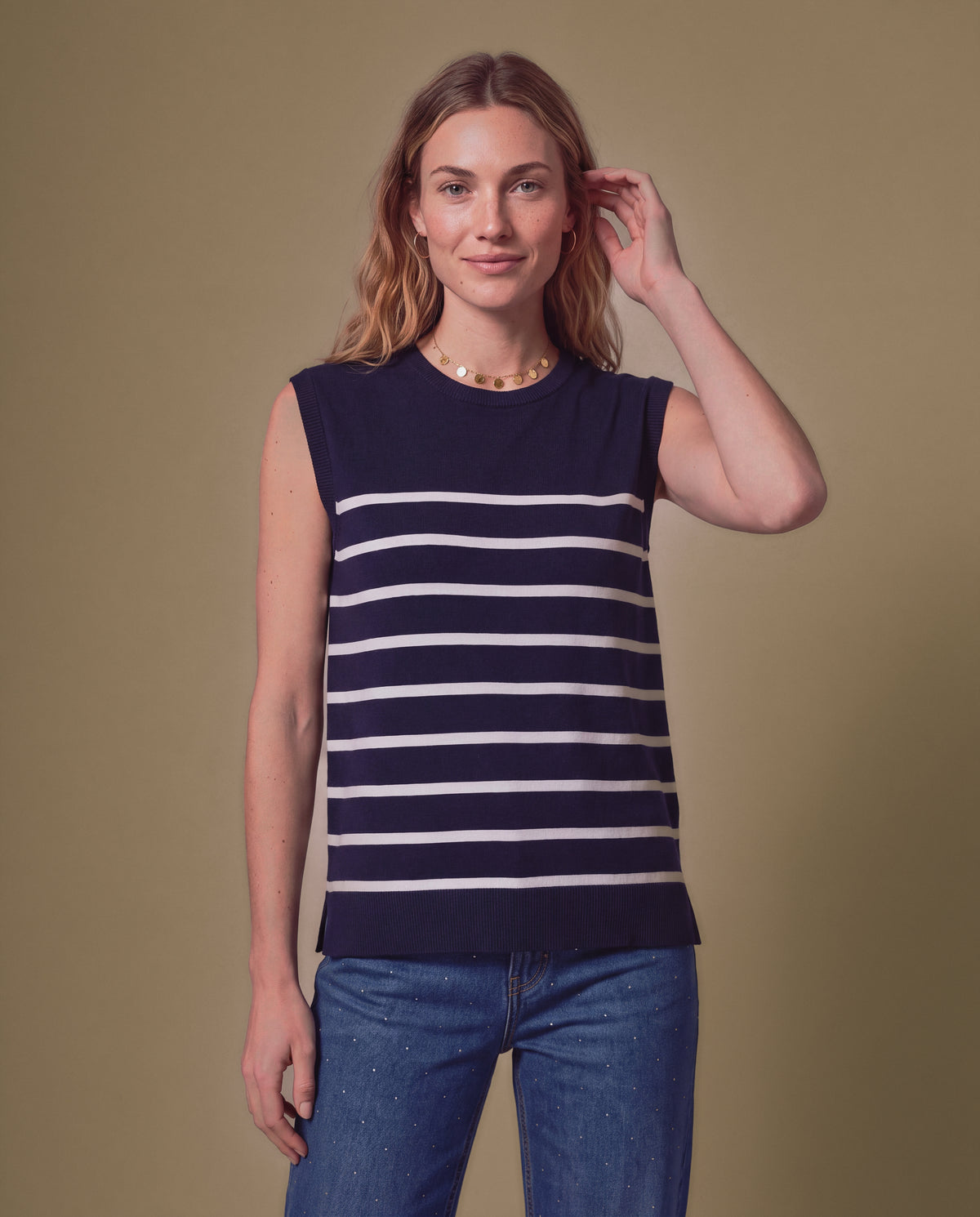 Camiseta manga sisa rayas minimalista - Azul 34_109H200_AZU193921_0