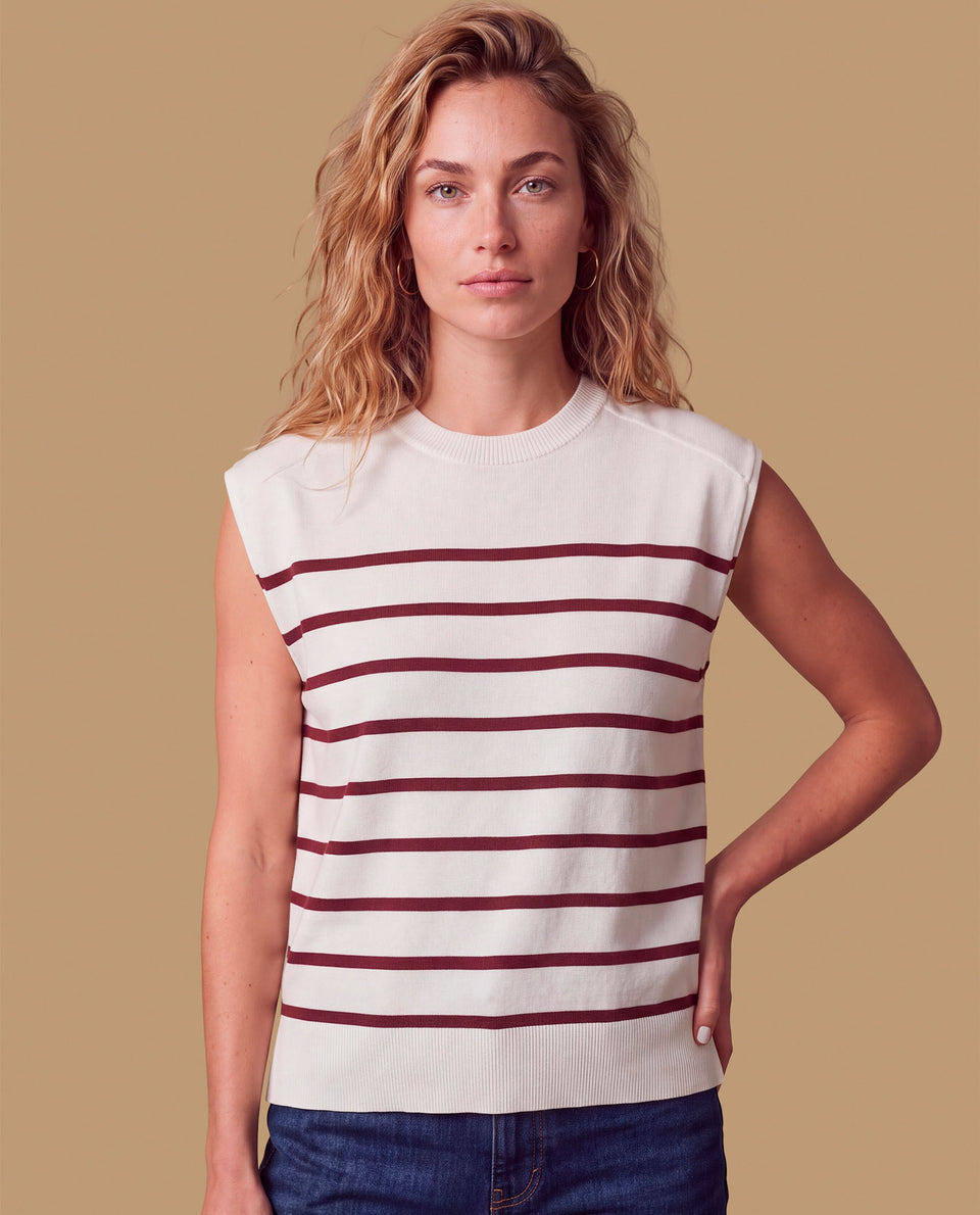 Camiseta manga sisa rayas minimalista - Rojo 34_109H200_ROJ191526_3