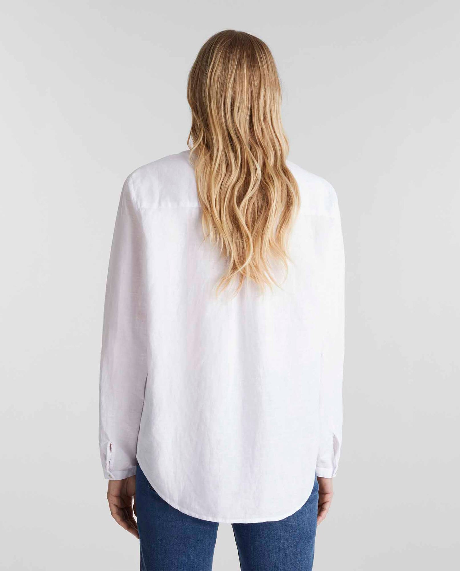 Camisa en mezcla de lino - Blanco