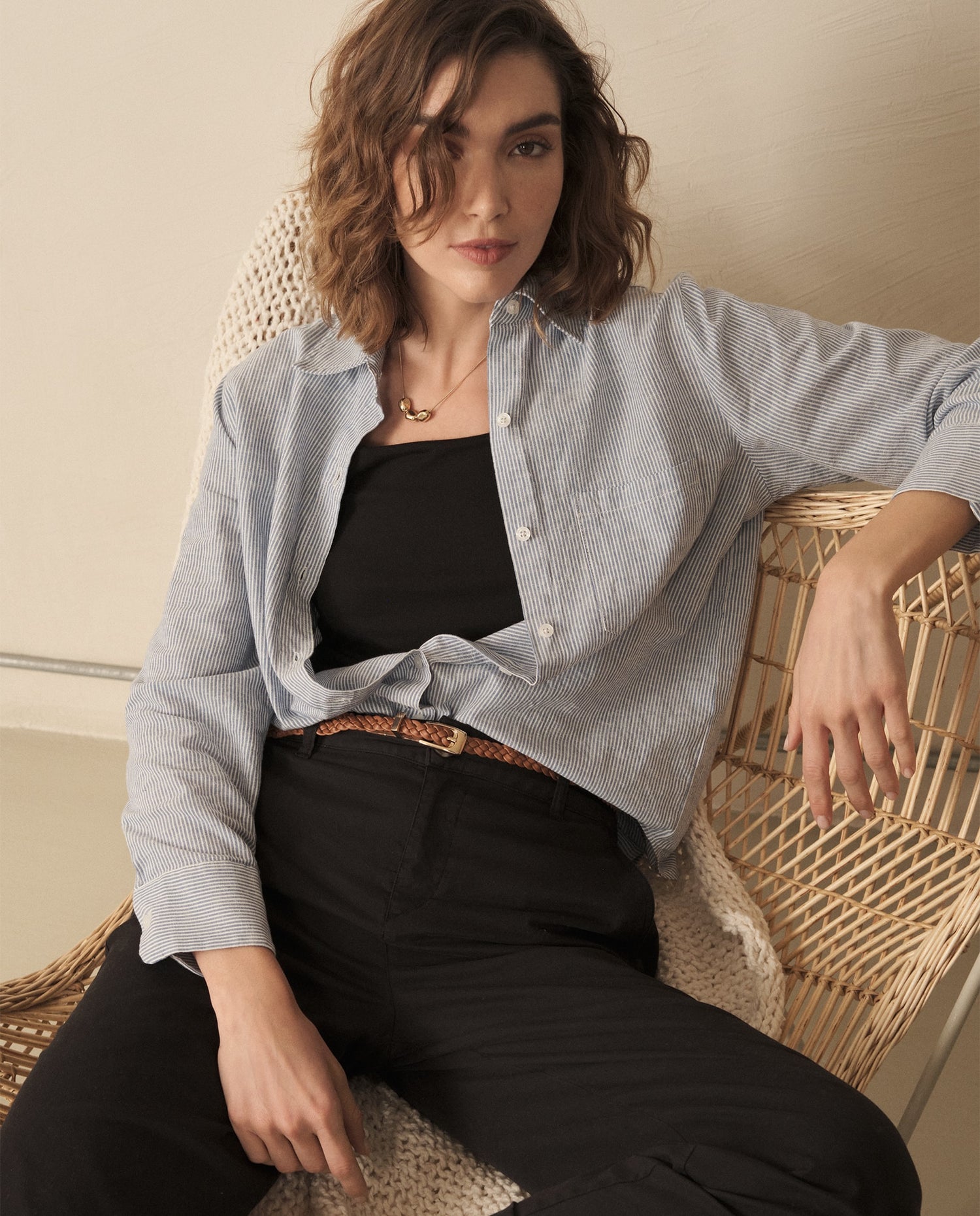 Camisa a rayas para mujer - Azul
