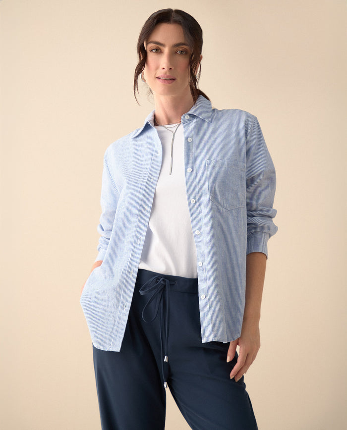 Camisa a rayas para mujer - Azul 34_110G912_AZU144516_0