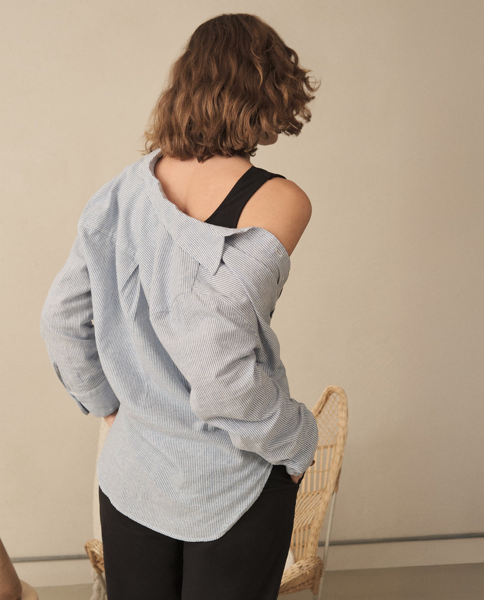 Camisa a rayas para mujer - Azul 34_110G912_AZU144516_4