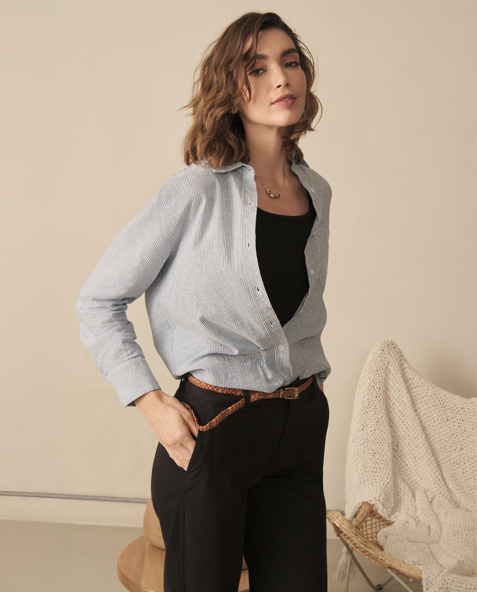 Camisa a rayas para mujer - Azul 34_110G912_AZU144516_6