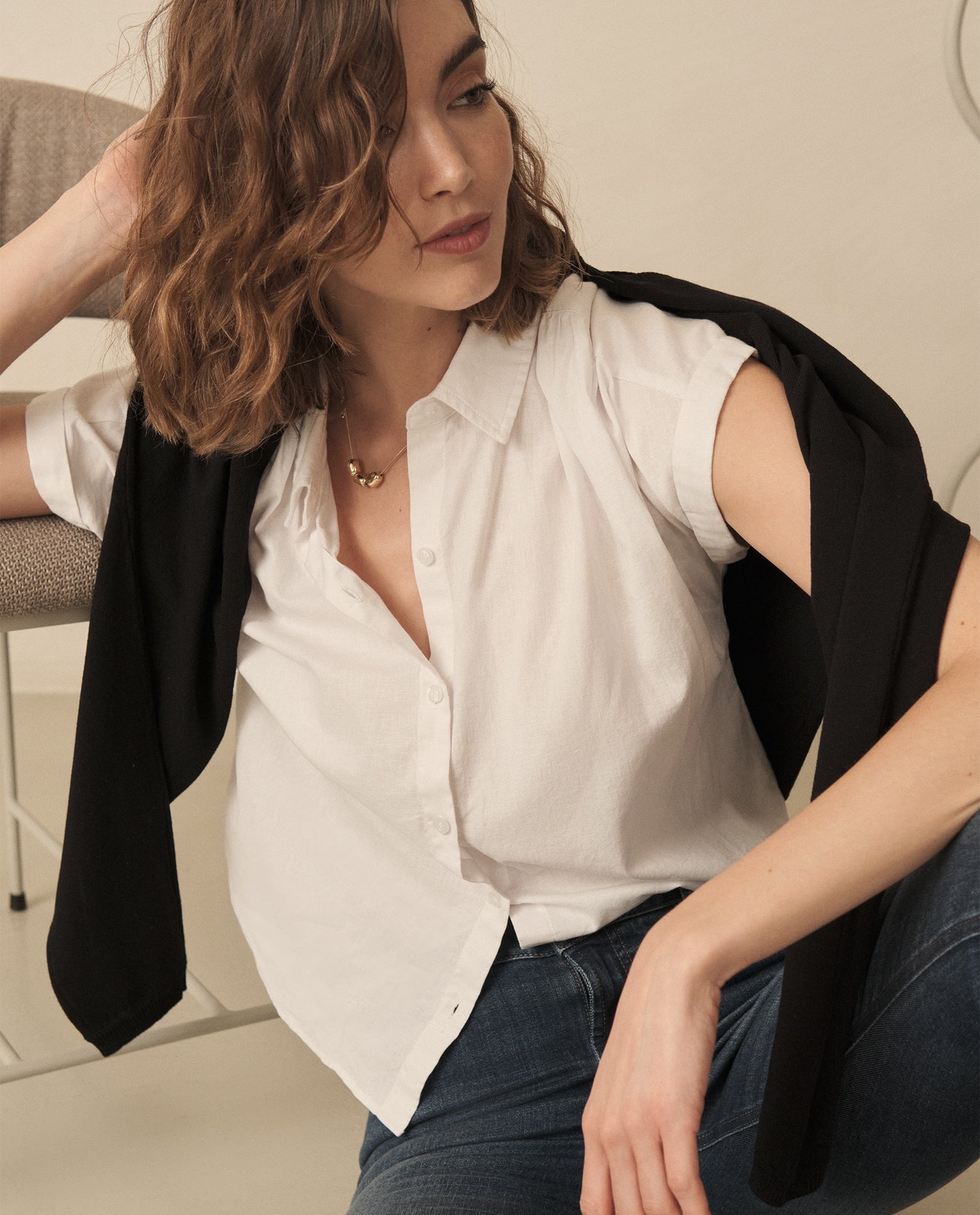 Camisa de botones para mujer - Blanco