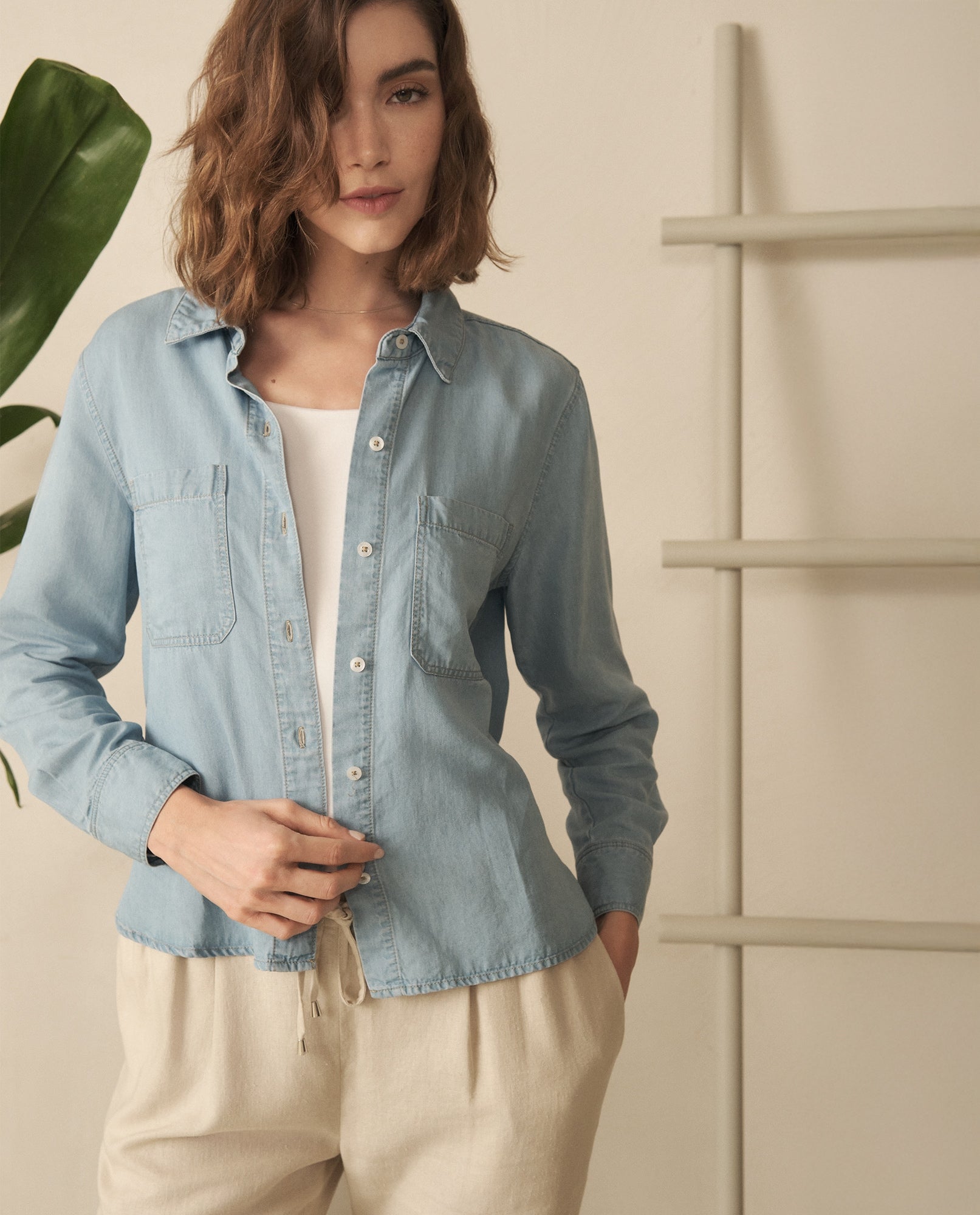 Camisa en denim para mujer - Azul 34_110G917_AZU174027_0