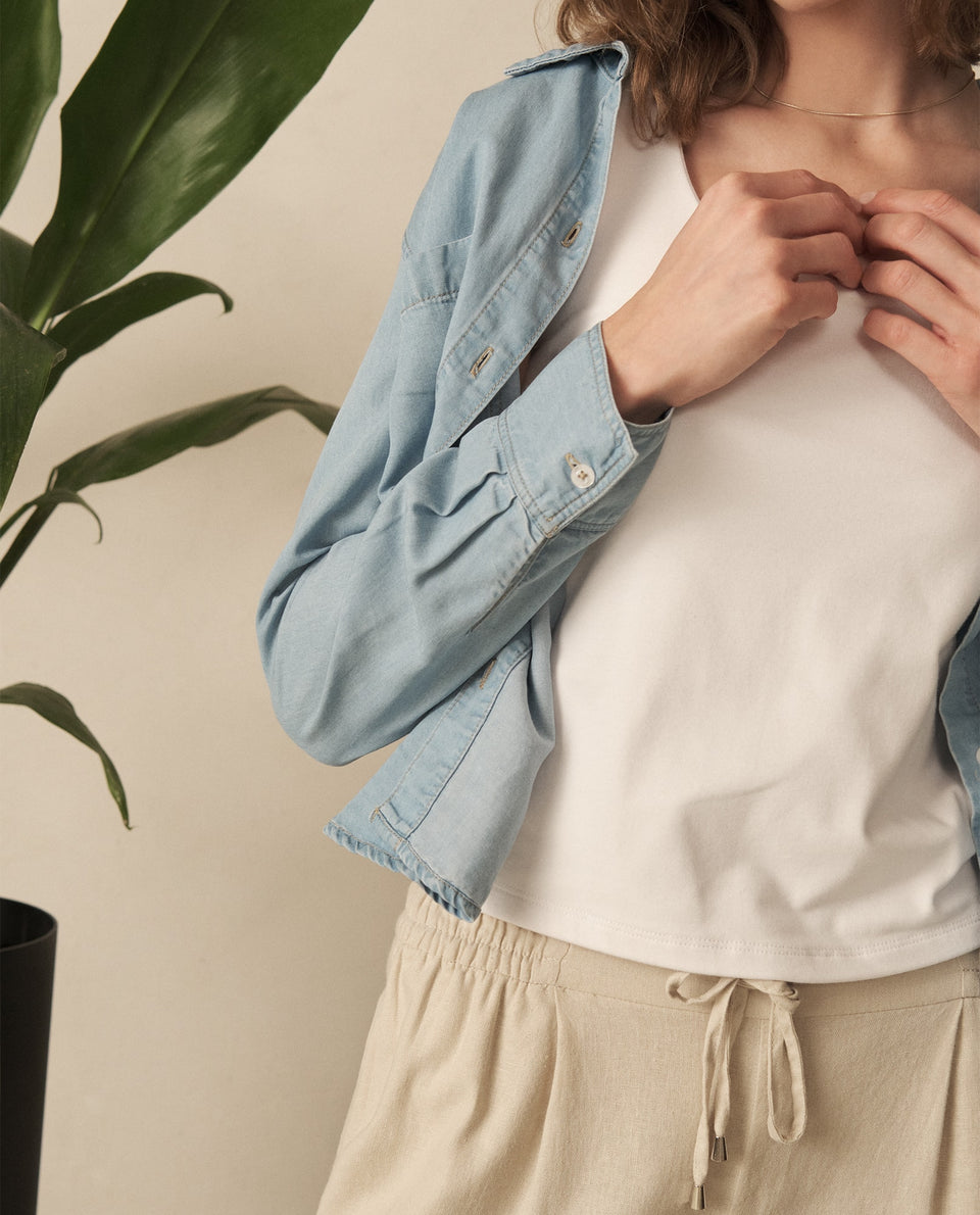 Camisa en denim para mujer - Azul 34_110G917_AZU174027_5