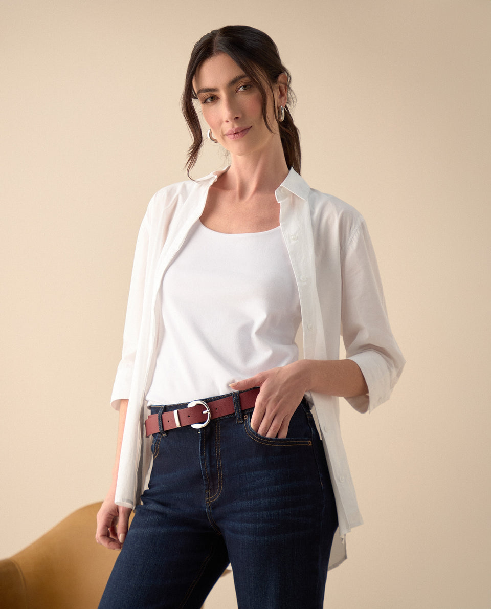Camisa de botones manga larga para mujer - Blanco 34_111G000_BLA110601_3